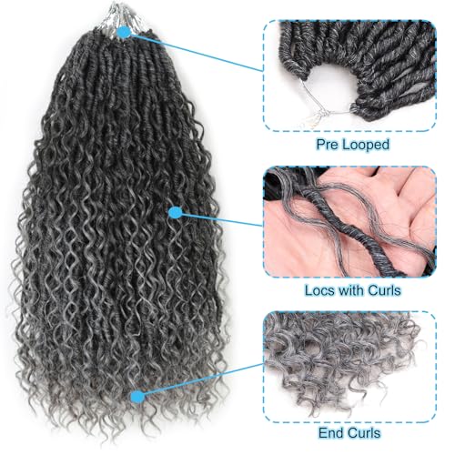 Saisifen Boho Crochet Hair Locs Ombre Grey 14 Inch for Black Women