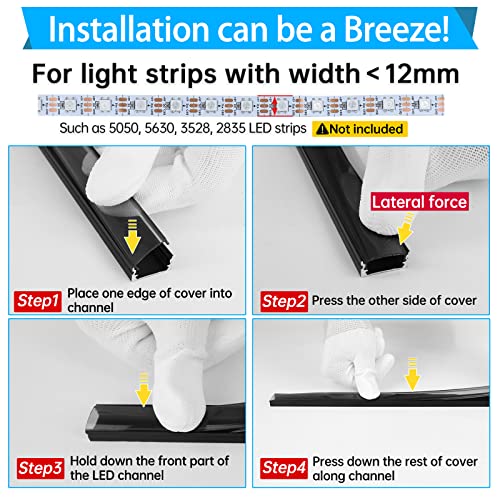 LED Strip Channel with Smoky Cover 2M 6.6FT Black Aluminum Profile for Lights - Variation of 2M 10P