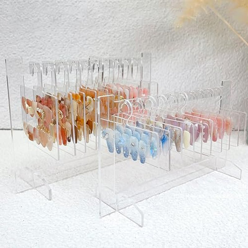 Hapivida Nail Art Display, Acrylic Hanging Transparent Nail Hanger Display Board Nail Sample Organizer Stand with 10pcs Hanger