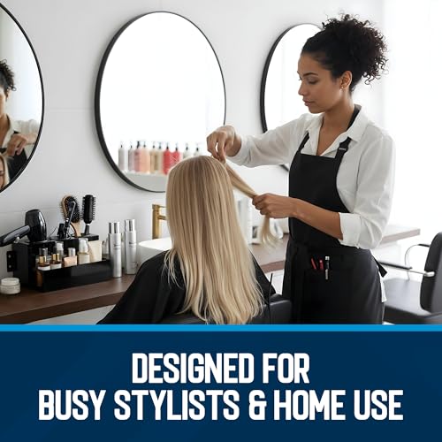 Hair Tool Organizer for Bathroom Vanity ? Blow Dryer Holder with Stainless Cups for Hair Dryer, Curling Iron & Straightener, Countertop Hot Tools Holder and Hair Tool Storage (BLACK)