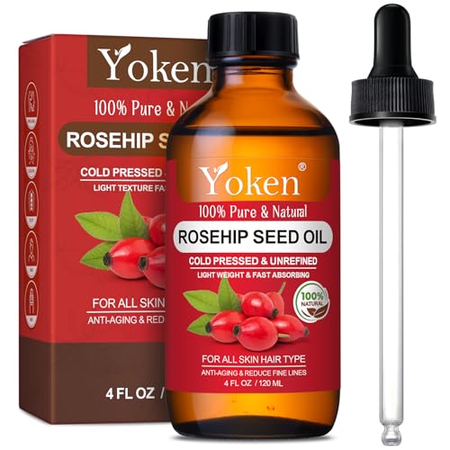 Organic Vitamin E Oil & Rosehip Seed Oil,100% Pure Oil for Skin,Scars and Face Care