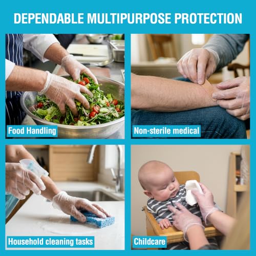 Disposable Vinyl Gloves Large 4 Mil Clear Food Safe Exam Grade 1000 Pack - Food & Medical Use