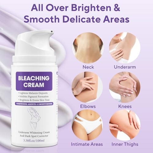Skin Bleaching Cream, Dark Spot Remover for Face and Body, Hyperpigmentation Relief, Skin Lightening Cream with Vitamin C for Intimate Areas, Underarms, Knees, Elbows & Bikini Line, 3.38fl.oz