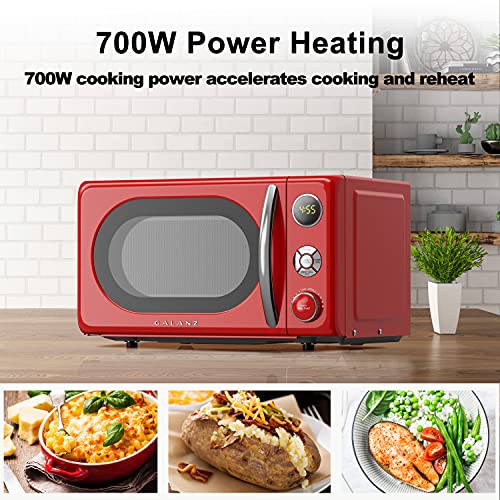 Galanz 0.7 Cu.Ft Microwave Oven with LED Lighting & Child Lock - Retro Red