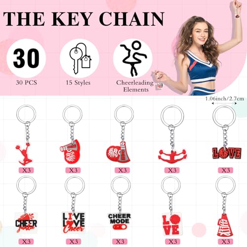 91 Pcs Gifts for Cheerleader Cheer Gifts Bulk Cheer Makeup Bag & Keychain & Bracelet & Waterproof Stickers for Women Girls Teammates Gift Team(Red)