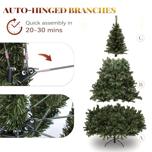 6ft Prelit Green Artificial Christmas Tree with Remote & Hinged Branches