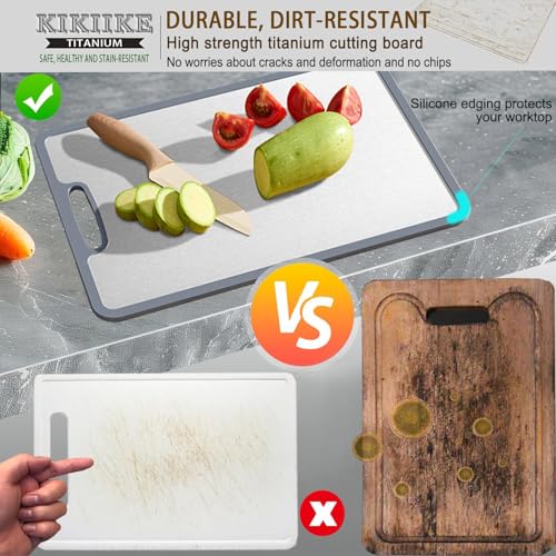 Titanium Cutting Board Set of 3 - Double-Sided Non-Slip Kitchen Chopping Boards - Small, Medium, Large