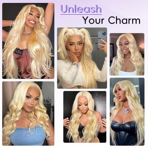 28 Inch Blonde Lace Front Wig Human Hair 13x6 HD Frontal Body Wave 613 - Full & Thick