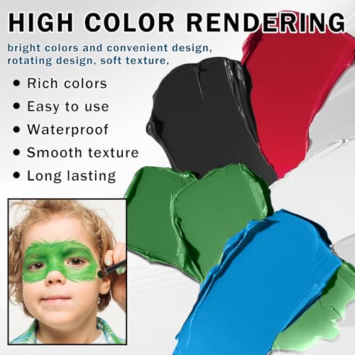 DAMUSI Blue Red White Face Paint Sticks Professional Eye Black Football Baseball Softball,Convenient Design Halloween Face Paint Makeup for Adults and Kids£¨Blue/White/Red Body Paint Sticks£©