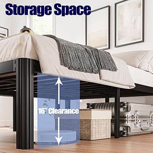 Full Size Platform Bed Frame 18 Inch Heavy Duty No Box Spring Needed - Black