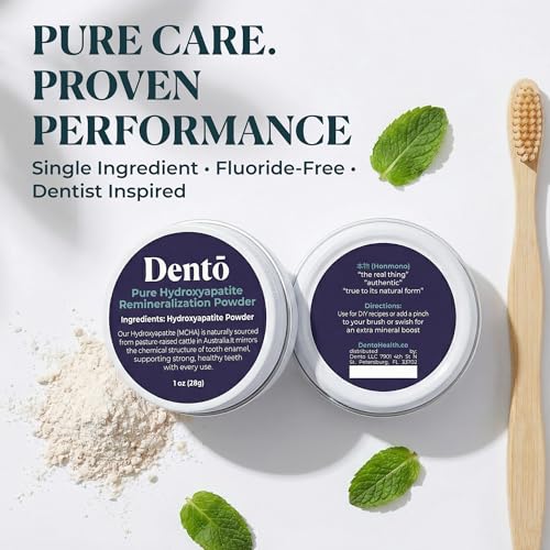 Dento Hydroxyapatite Tooth Powder 1oz Enamel Strengthener Natural Remineralizer