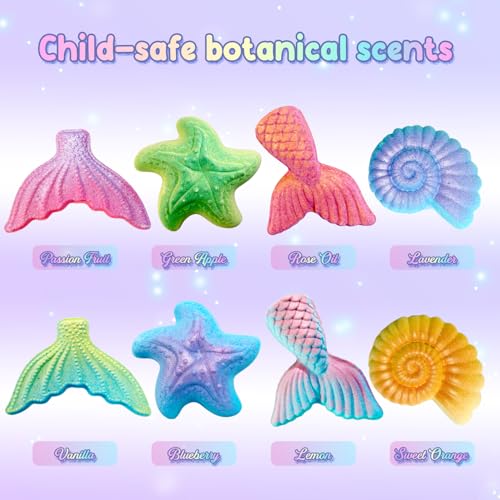 Clear & Fresh Mermaid Bath Bombs for Kids with Surprise Toys - Mermaid Variation