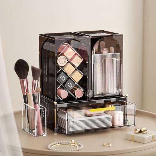 Modular Makeup Organizer, Clear Acrylic Cosmetic Storage Box with Drawer, Vanity Countertop Organizer for Makeup, Skincare and Beauty Accessories ? Multiple Styles