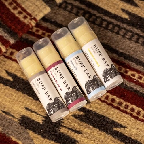 Buff Bar Bison Tallow Lip Balm Set - Variety Pack of 4, Unscented & Flavored