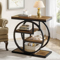 Tribesigns End Table for Living Room - Rustic Brown 4-Tier Narrow Side Table with Storage Shelves