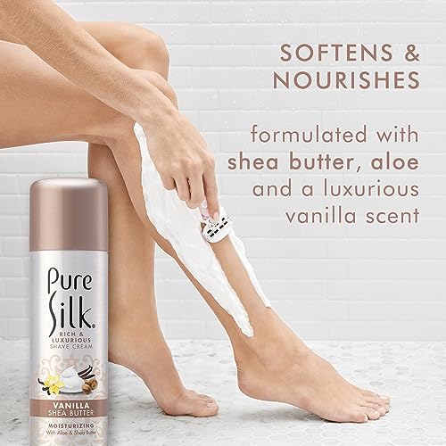 Silk Shaving Cream with Shea Butter & Vanilla Scent - Moisturizing, 7.25 oz, Pack of 6