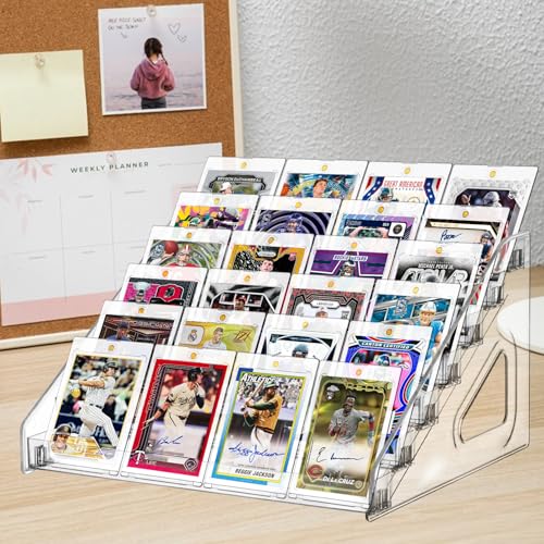 7-Tier Acrylic Card Display Stand for Trading & Sports Cards - Portable & Space-Saving