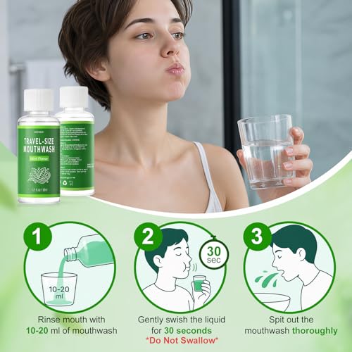 50 Pcs Travel Size Mouthwash Bulk - Portable Alcohol-Free Mini Mouthwash
