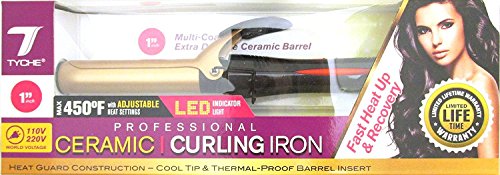 Professional Ceramic Curling Iron 1 Inch - Adjustable Heat, Dual Voltage
