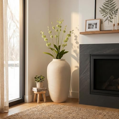 Large 20-Inch Rustic Floor Vase for Pampas Grass and Flowers - Farmhouse Home Decor