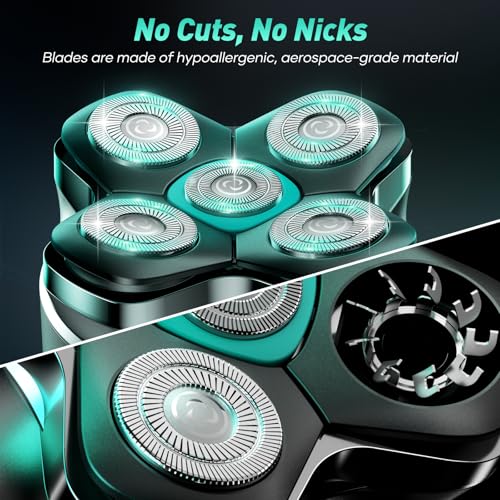 5D Head Shavers for Bald Men - Kensen 2025 Upgraded Large Hair Chamber Bald Head Shavers for Men, Christmas Gift Best Head Razors for Bald Mens Waterproof USB-C Cordless 160min for Home Office Travel