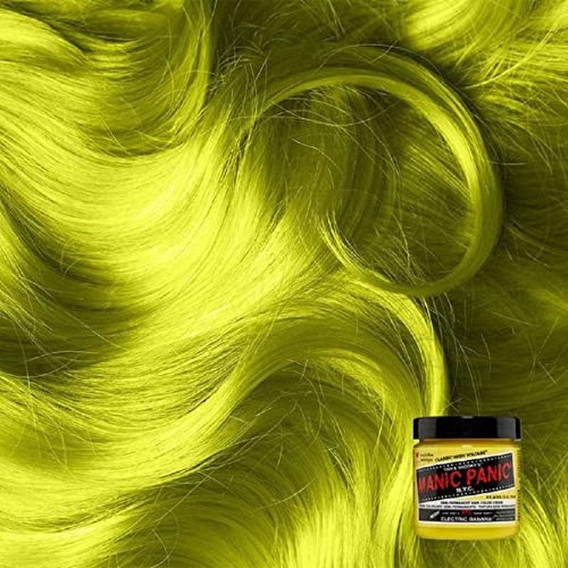 MANIC PANIC Classic Electric Banana Semi Permanent Hair Color - Bright Neon Yellow Hair Dye for Women & Men That Lasts 4-6 Weeks - Vegan, Ammonia & Cruelty-Free - Create & Mix Custom Shades (4oz)