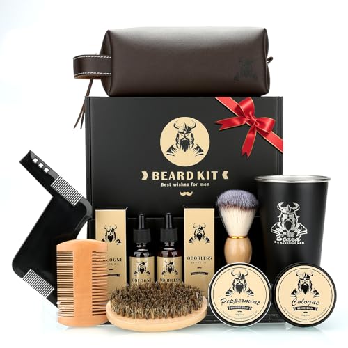 Men's Beard Grooming Kit - 10-Piece Gift Set for Fathers Day & Birthdays