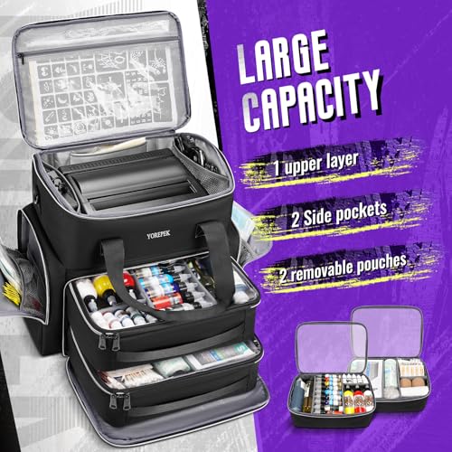 YOREPEK Tattoo Travel Case with Removable Organizers - Black