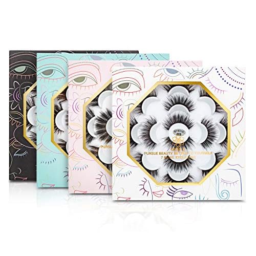 DYSILK Mink Lashes Fake Eyelashes - Wispy Lashes 7 Pairs Faux Mink Eyelashes 6D Lashes Natural Look Pesta?as Postizas Wispy Eyelashes Fluffy Lashes Reusable Dramatic Lashes |002
