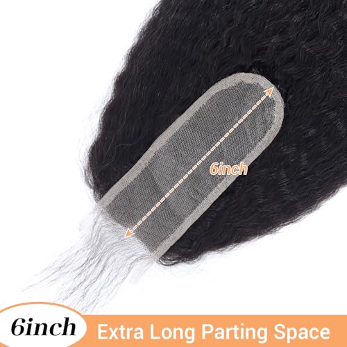 Natural Color 2x6 HD Transparent Lace Closure 12 Inch Kinky Straight Human Hair - Middle Part with Baby Hair
