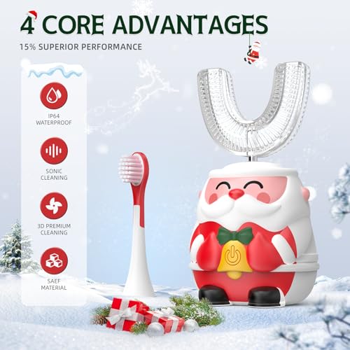 Kids U Shaped Electric Toothbrush 2-6 Years - 4 Brush Heads, Sonic Modes