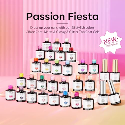modelones 32 PCS Gel Nail Polish Set, 28 Colors 2026 Spring Pastel Easter Colorful Gel Polish with No Wipe Base Coat, Glitter & Glossy & Matte Top Coat Soak Off LED Nail Art Kit Salon DIY Home Gift