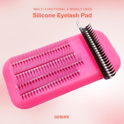 Curacoro Silicone Eyelash Pads for Lash Extension, Reusable Tray Holder for False Lashes, Soft Silicone Stand (Pack of 4)