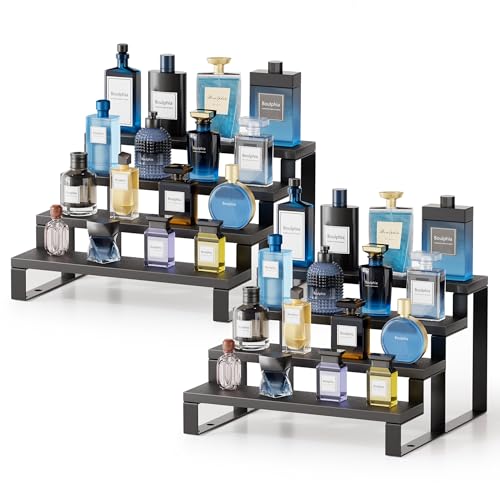 2 Pack Black Cologne Organizer Set - 4 Tier Perfume & Fragrance Display Stand