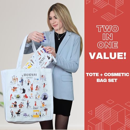 Musical Theater Tote and Cosmetic Bag Set - Broadway Gift - 26 Designs