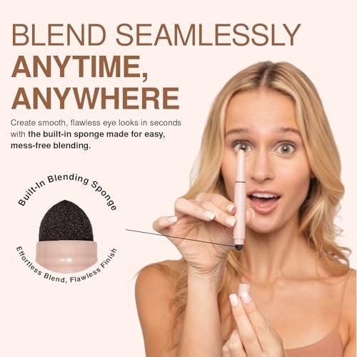 Palladio Waterproof Eyeshadow Stick with Blending Sponge, Long Lasting & Effortless Application, Smudge Free & Crease Proof Formula, Matte & Shimmer Shades, Buildable Eye Shadow (Matte Rose)