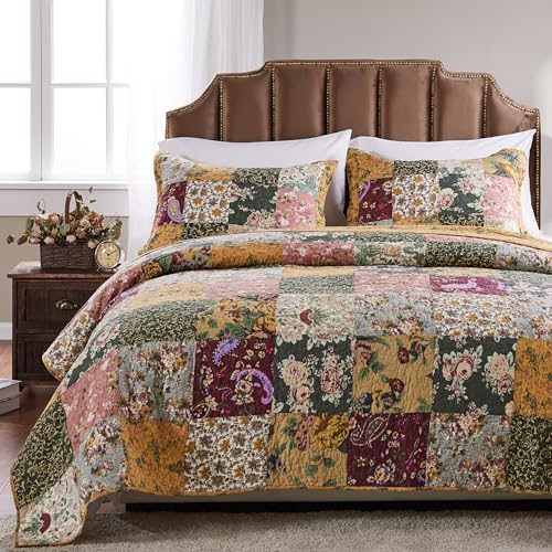 Greenland Home Antique Patchwork Cotton Quilt Set King California King 3-Piece