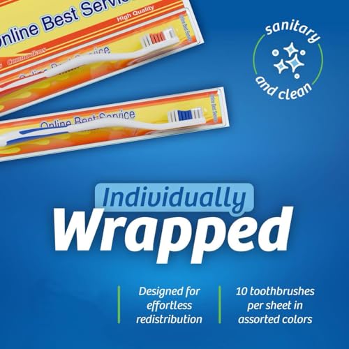 100 Pack Toothbrush Standard Classic Medium Soft Toothbrush Bulk Individually Wrapped