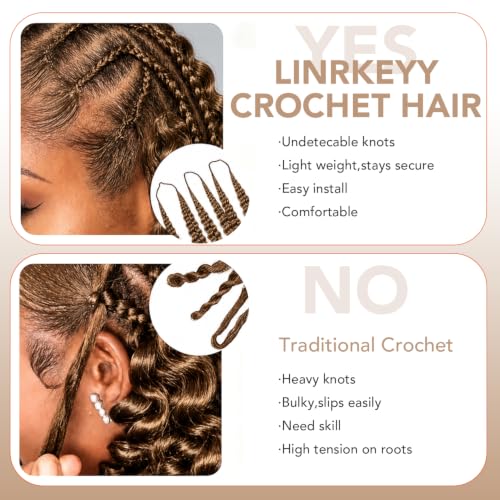 Deep Wave Crochet Hair Bundles 14 Inch Human Hair for Black Women - Honey Blonde Highlights, 120g, Feather Design