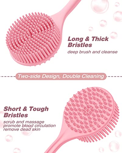 Pink Silicone Body & Scalp Brush Set - 8PCS Personal Care Kit