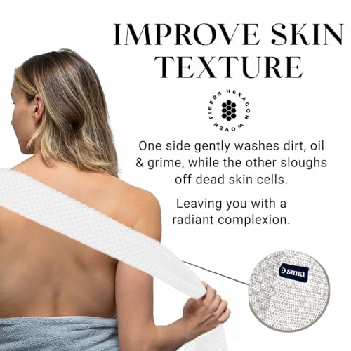 Sima - Bundle - Exfoliating Face & Body Scrub Towel White + Gentle Face Cloth