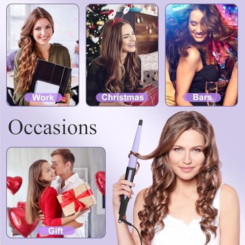 Purple Tapered Curling Wand 0.5-1 Inch for Classic Curls & Natural Waves