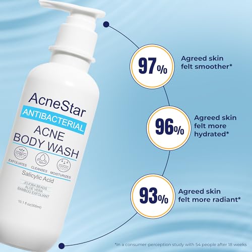Antibacterial Acne Body Wash with Salicylic Acid for Back Chest & Shoulder Breakouts