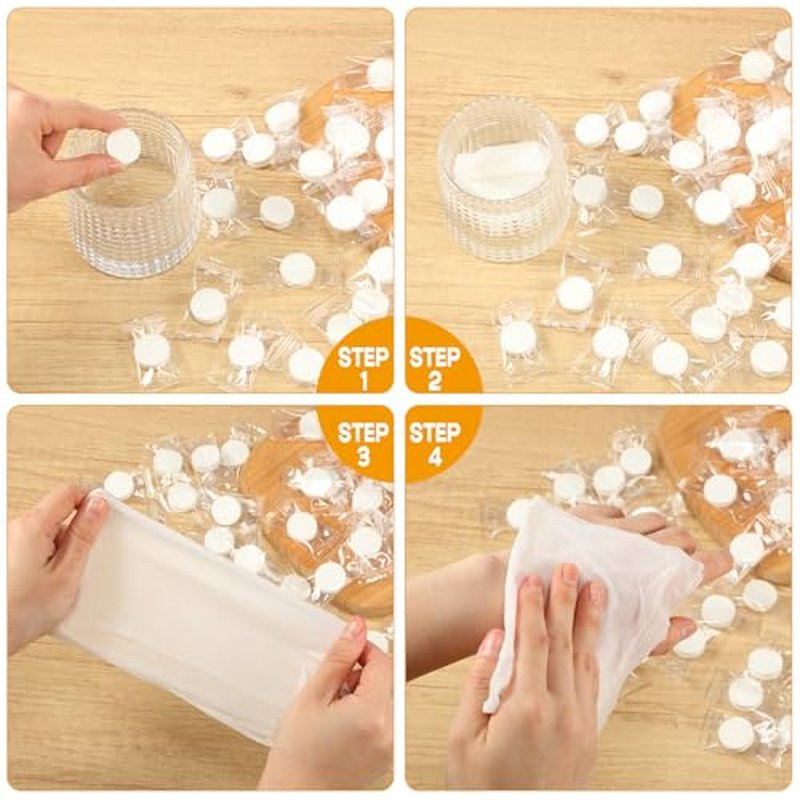 1000 Cotton Swabs Travel Size Individually Packaged Double Headed Cotton Swabs and 200 Compressed Towels Portable Disposable Towels Suitable for Travel Hotel Hiking Camping Outdoor Wedding