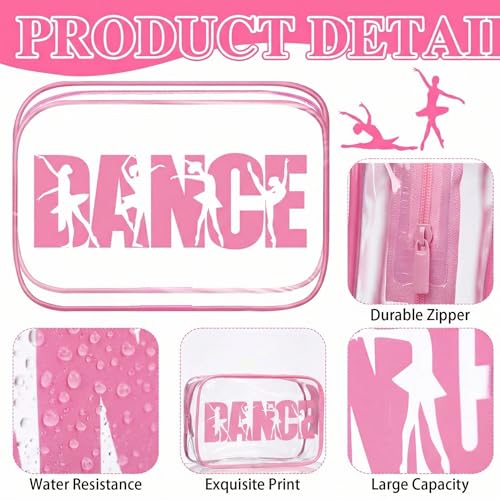 Kacctyen 24 Pack Pink PVC Dance Makeup Bags with Clear Waterproof Design