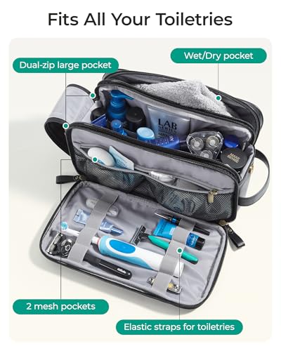 Large Toiletry Bag for Men - Water-Resistant PU Leather, 8L Coffee