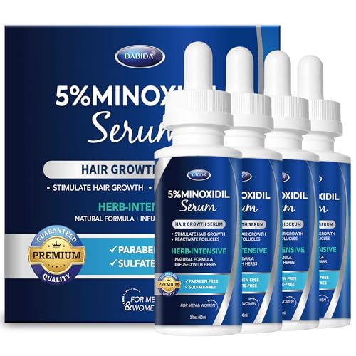 DABIDA 5% Minoxidil Hair Growth Serum for Men & Women - 4 Pack, 2 Fl Oz Each