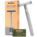 Bambaw Double Edge Safety Razor for Men & Women, Metal Razor with 5 Double Edge Safety Razor Blades, Eco-Friendly Razor ? Silver