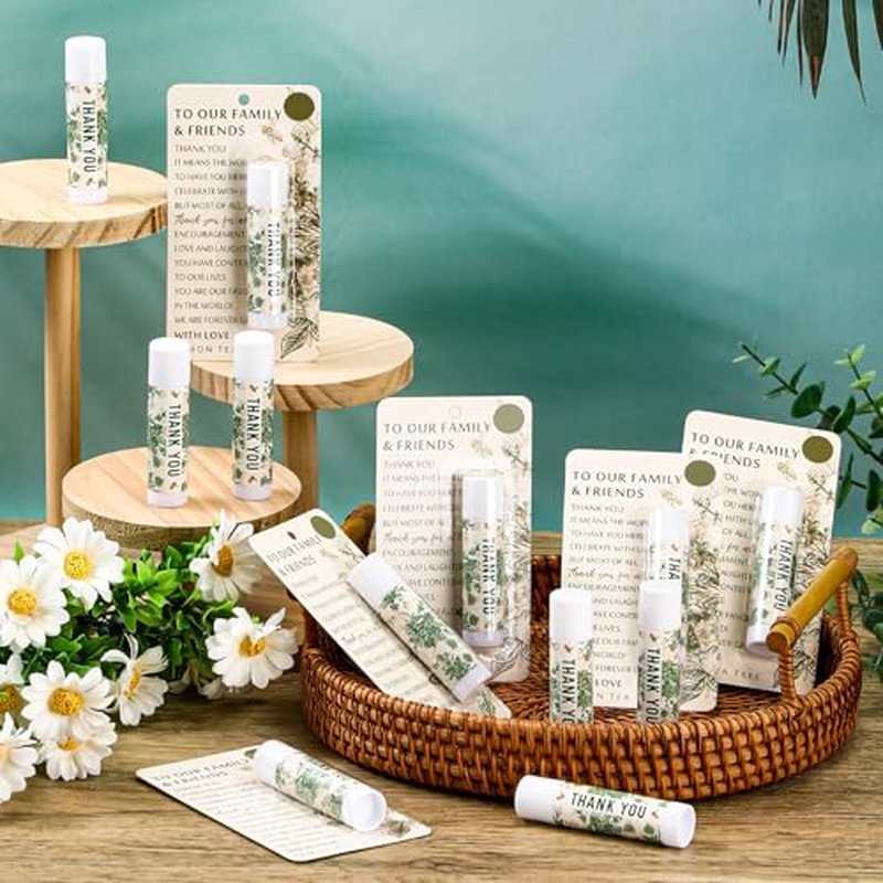 36 Pcs Green Chinoiserie Wedding Favor Gift for Guests Lip Balm Lemon Tea Tree Scent Baby Shower Favors for Gender Reveal Games Prizes Bridal Shower Party Supplies