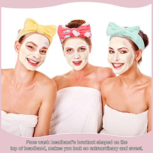 24 Pieces Face Wash Headband Set for Women - Stylish & Elastic Spa Hairbands - Black+Pink